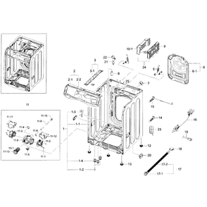 Frame And Cover Diagram and Parts List for WF42H5200AP A2-0000 Samsung Washer