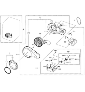Motor Duct Diagram and Parts List for DV455GVGSWR AA-0000 Samsung Dryer