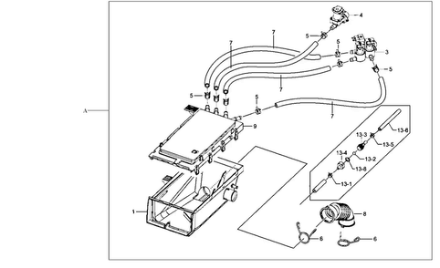 Drawer Housing Diagram and Parts List for WF511ABR XAA-0000 Samsung Washer