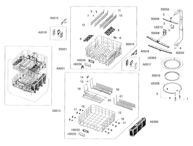Case Assy Diagram and Parts List for DMR77LHS XAA-00 Samsung Dishwasher