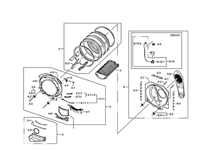 Drum Assy Diagram and Parts List for DV407AEW XAA-0002 Samsung Dryer