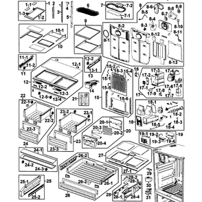 Refrigerator Diagram and Parts List for RFG237AAWP XAA-0003 Samsung Refrigerator