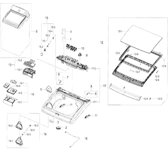 Part Location Diagram of DC63-01418D Samsung Washer Top Panel