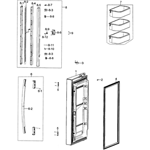 Left Door Diagram and Parts List for RF266AZWP XAA-0000 Samsung Refrigerator