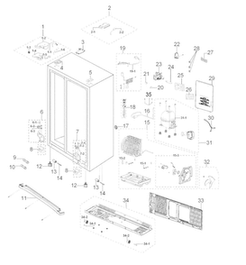 Cabinet Diagram and Parts List for RS265TDWP XAA Samsung Refrigerator