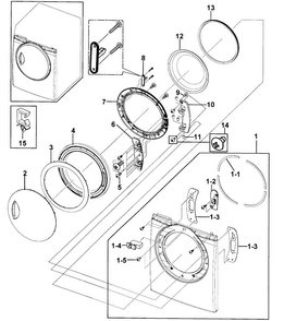 Door Assy Diagram and Parts List for DV219AGB XAA-0000 Samsung Dryer