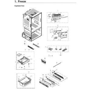 Freezer Diagram and Parts List for RF220NCTASR AA-02 Samsung Refrigerator