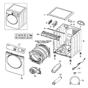 Main Assy Diagram and Parts List for DV419AEU XAA-0000 Samsung Dryer