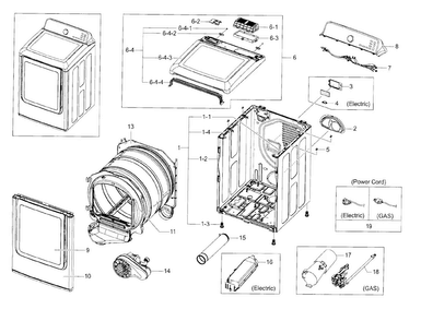 Main Assy Diagram and Parts List for DV50F9A7EVP A2-0000 Samsung Dryer