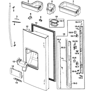 Left Door Diagram and Parts List for RF267AEWP XAA-0000 Samsung Refrigerator