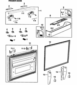 Freezer Door Diagram and Parts List for RF26VACWP XAA-00 Samsung Refrigerator