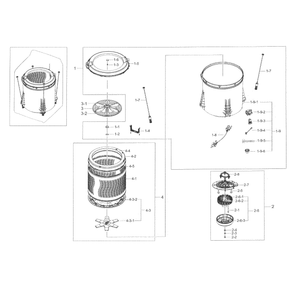 Tub Diagram and Parts List for WA50K8600AW A2-0000 Samsung Washer