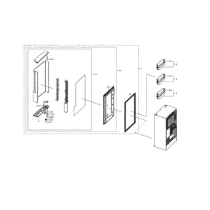 Left Freezer Door Diagram and Parts List for RF22N9781SR AA-00 Samsung Refrigerator