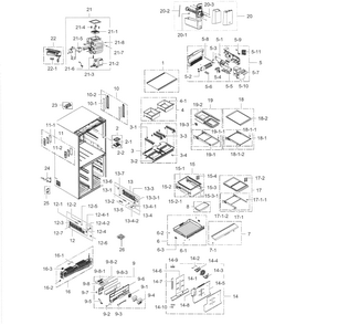 Fridge Diagram and Parts List for RF34H9950S4 AA-0005 Samsung Refrigerator