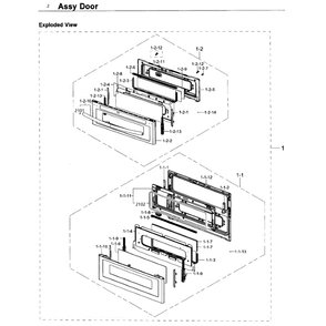 Door Diagram and Parts List for NX58K9850SG AA-0000 Samsung Range