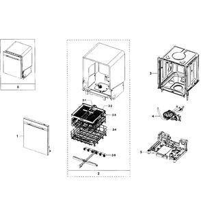 Main Assembly Diagram and Parts List for DW80H9930US AA-0001 Samsung Dishwasher