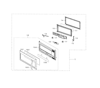 Door Assy Diagram and Parts List for ME21H9900AS AA-0000 Samsung Microwave