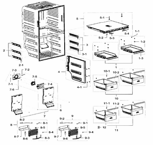 Freezer Diagram and Parts List for RF32FMQDBSR AA-0004 Samsung Refrigerator