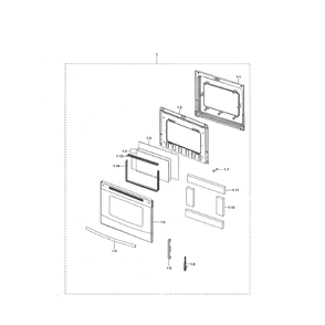 Door Diagram and Parts List for NE595R0ABSR AA-0000 Samsung Range
