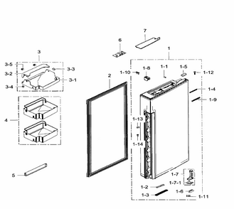 Fridge Door Right Diagram and Parts List for RF34H9960S4 AA-0003 Samsung Refrigerator