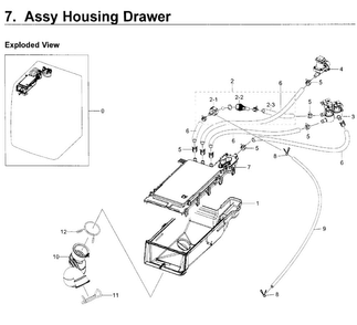 Housing Drawer Diagram and Parts List for WF350ANP XAA-0004 Samsung Washer