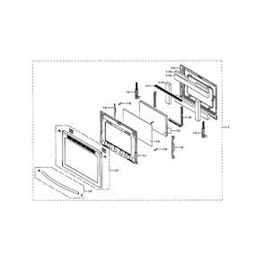 Door Diagram and Parts List for NX58M9420SS AA-0000 Samsung Microwave Oven Combo