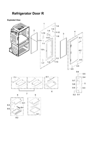 Right Refrigerator Door Parts Diagram and Parts List for RF28JBEDBSG AA-08 Samsung Refrigerator
