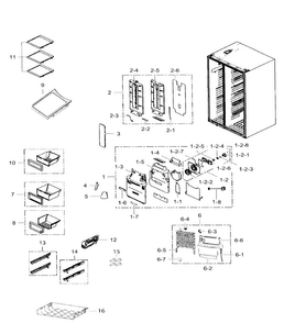 Fridge Diagram and Parts List for RS265TDRS XAA-0001 Samsung Refrigerator