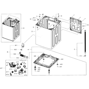 Frame Assembly Diagram and Parts List for WA45H7200AW A2-01 Samsung Washer