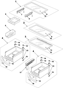 Refrigerator Shelves Diagram and Parts List for RB1955SW XAA Samsung Refrigerator