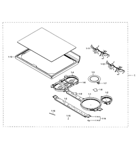 Cooktop Section Diagram and Parts List for NE59J7850WG AA-0003 Samsung Range