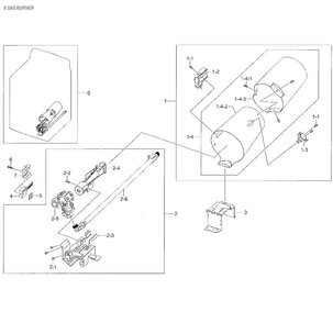 Gas Burner Diagram and Parts List for DV48H7400GW A2-0000 Samsung Dryer