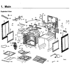 Main Assembly Diagram and Parts List for NX58H9500WS AA-01 Samsung Range