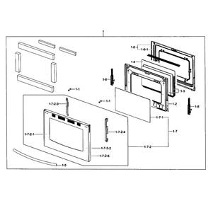Door Assembly Diagram and Parts List for FX510BGS XAA-01 Samsung Range