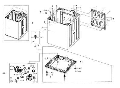 Frame Diagram and Parts List for WA456DRHDSU AA-0004 Samsung Washer