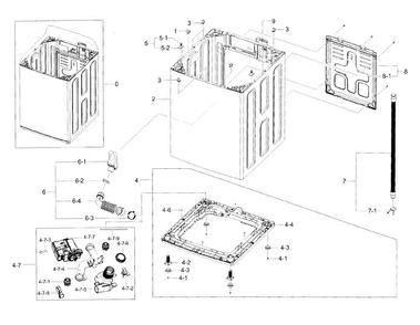 Frame Assy Diagram and Parts List for WA48H7400AW A2-0000 Samsung Washer