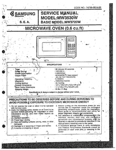 Microwave/specification/precautions Diagram and Parts List for MW3530W XAA Samsung Microwave