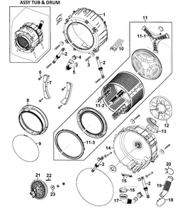 Drum Assy Diagram and Parts List for WF328AAR XAA-0002 Samsung Washer