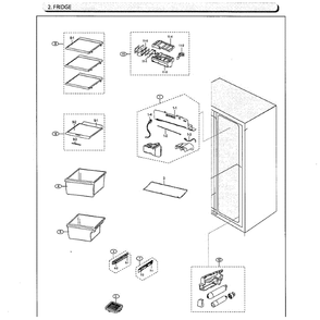 Fridge Diagram and Parts List for RS25J500DSG AA-01 Samsung Refrigerator
