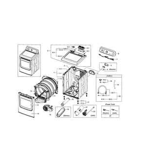 Main Assembly Diagram and Parts List for DV5471AEP XAA-03 Samsung Dryer
