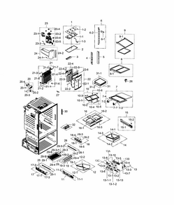 Refrigerator Diagram and Parts List for RF28HFEDBSR AA-0001 Samsung Refrigerator