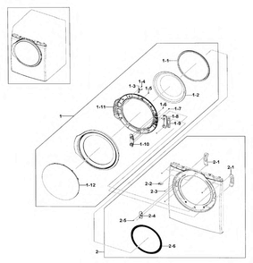 Frame Front & Door Diagram and Parts List for DV330AEB XAA-0003 Samsung Dryer