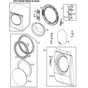 Front / Door Diagram and Parts List for WF328AAG XAA-0000 Samsung Washer