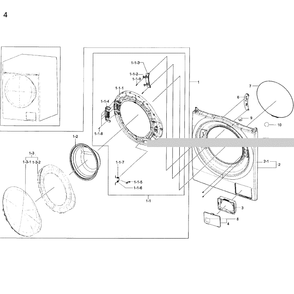 Frame Front Diagram and Parts List for WW22K6800AW A2-0000 Samsung Washer