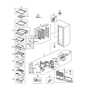 Refrigerator Diagram and Parts List for RSG257AARS XAA-0000 Samsung Refrigerator