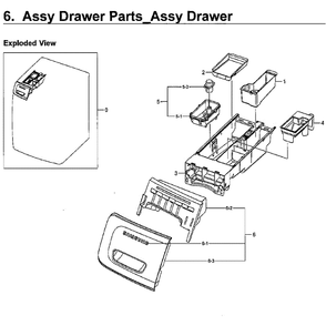 Drawer Assembly Diagram and Parts List for WF45M5100AW A5-00 Samsung Washer
