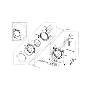 Frame Front And Door Diagram and Parts List for WF448AAP XAA-05 Samsung Washer