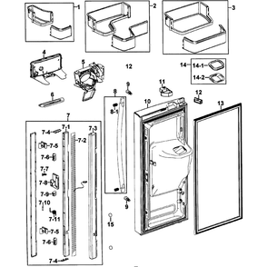 Left Door Diagram and Parts List for RFG237AAPN XAA-0001 Samsung Refrigerator
