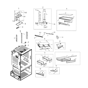 Fridge Assembly Diagram and Parts List for RF221NCTASP AA-00 Samsung Refrigerator