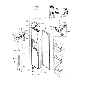 Door-Freezer Diagram and Parts List for RH25H5611SR AA-0000 Samsung Refrigerator